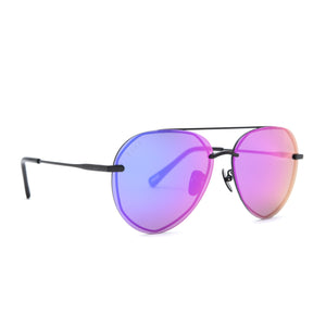 Lenox Aviator Sunglasses | Matte DIFF Eyewear Mirror & Lenses Black Purple 