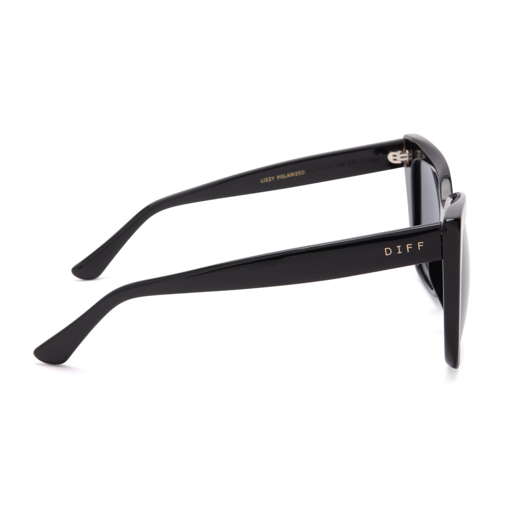 Lizzy Cat Eye Sunglasses | Black & Grey Polarized Lenses | DIFF Eyewear